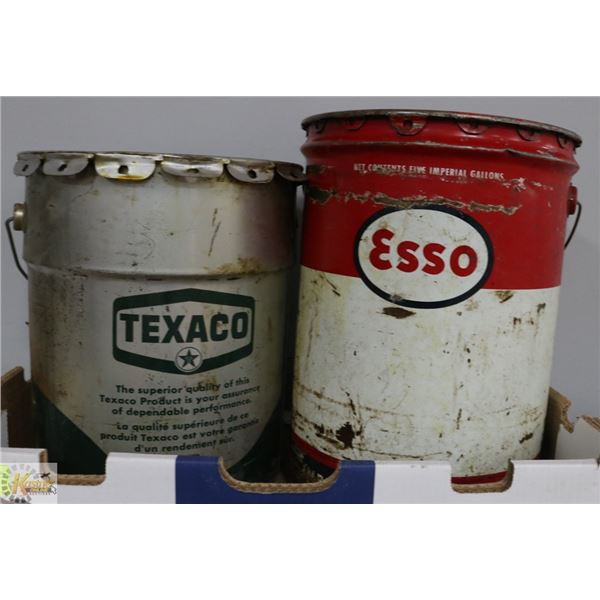 ESSO AND TEXACO GREASE 5 GALLON CANS