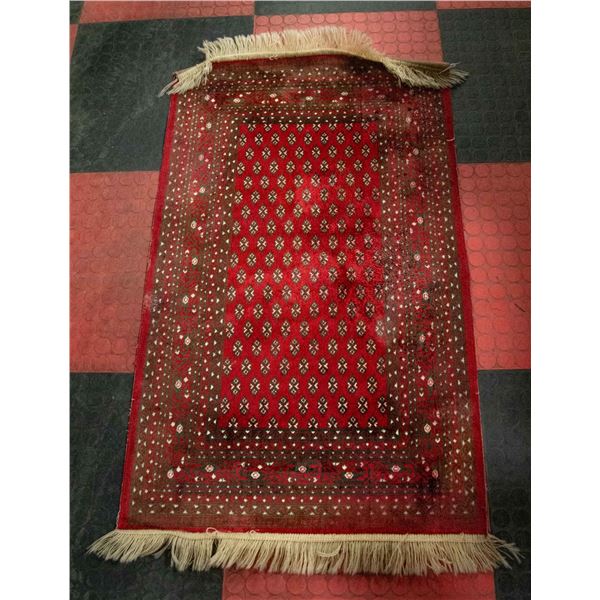 ANTIQUE BELGIAN AREA RUG RED
