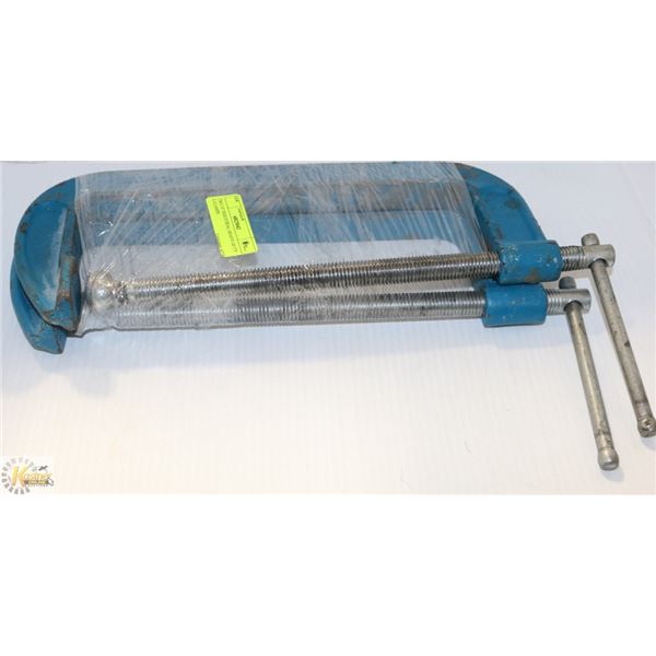TWO 10" INDUSTRIAL HEAVY-DUTY C-CLAMPS.
