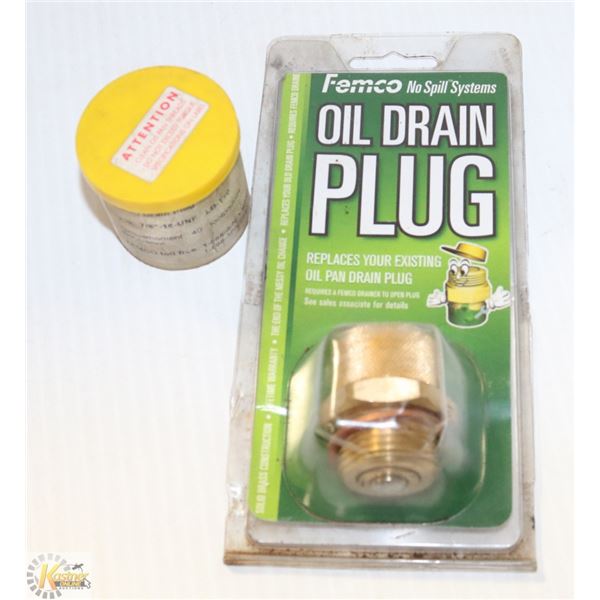 TWO NEW FEMCO OIL DRAINPLUGS NO SPILL SYSTEM.