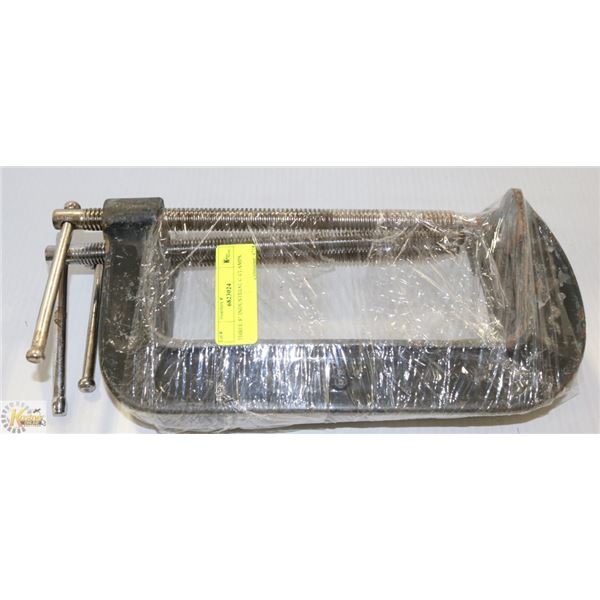 THREE 8" INDUSTRIAL C-CLAMPS.