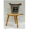 Image 1 : ANTIQUE COW MILKING STOOL,ROPE HANDLE PAIL