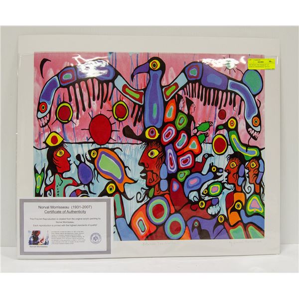 "BETWEEN TWO WORLDS" BY NORVAL MORRISSEAU W/COA