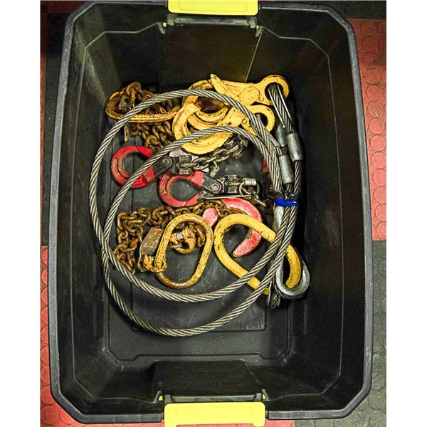 BOX W/ HOIST CHAINS & DUAL HOIST SLING. 3500 LBS.