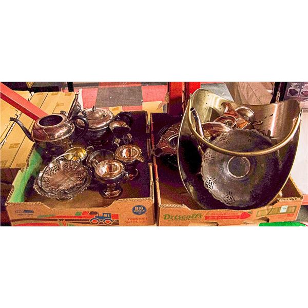 2 FLATS WITH SILVER PLATED ESTATE SERVERS AND MORE