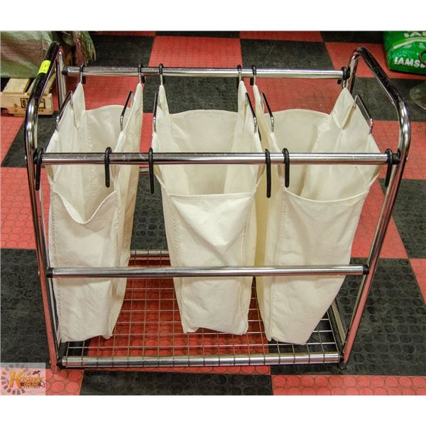 3 CLOTH BAG LAUNDRY SORTER.