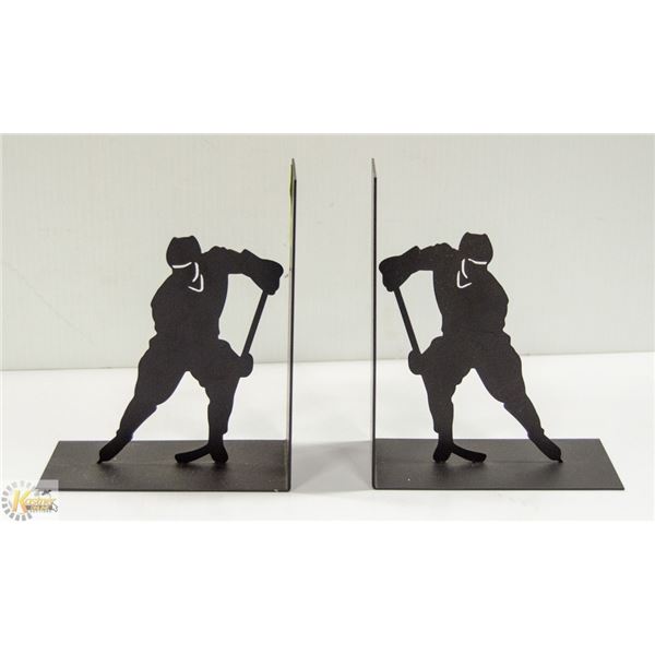 HOCKEY THEMED METAL BOOKENDS