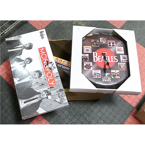 BEATLES GAMES & BEATLES CLOCK LOT
