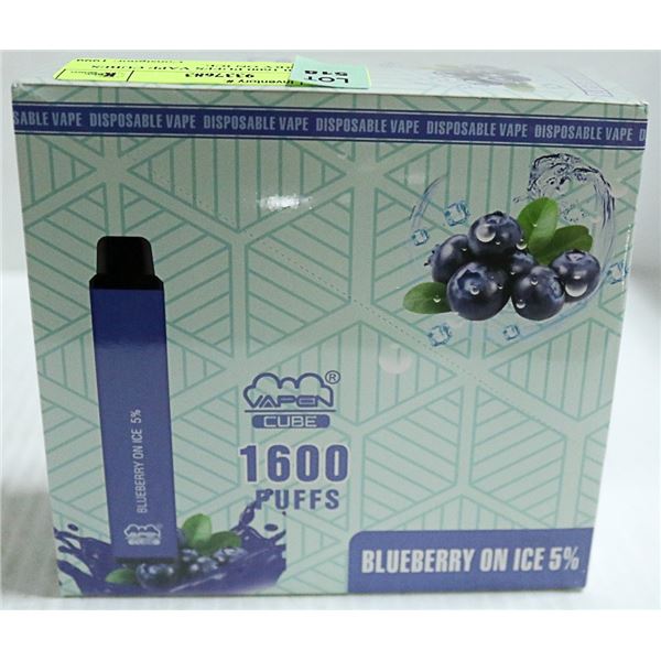 BOX W/10 1600 PUFFS VAPE CUBES BLUEBERRY ON ICE