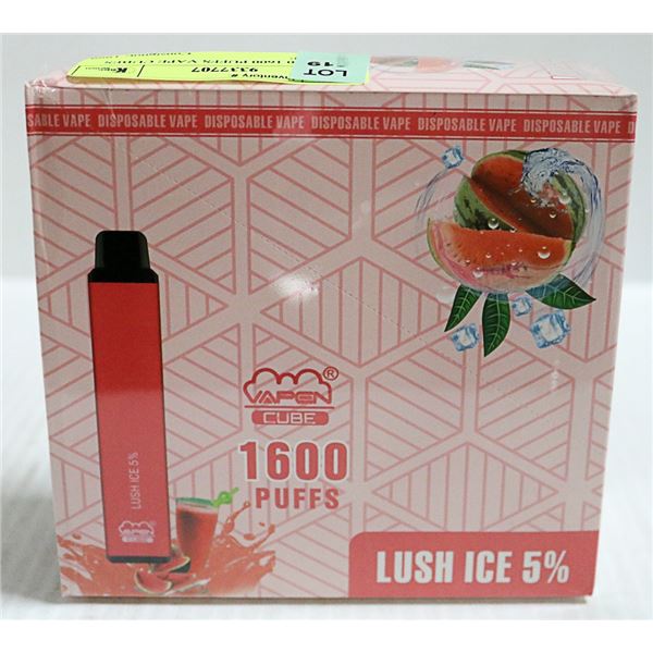 BOX W/10 1600 PUFFS VAPE CUBES LUSH ICE