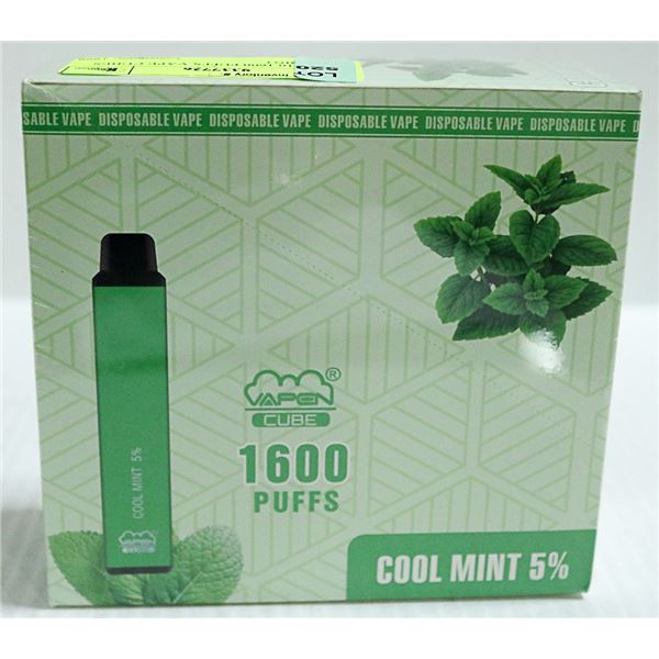 BOX W/10 1600 PUFFS VAPE CUBES COOL MINT