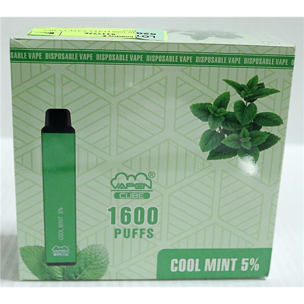 BOX W/10 1600 PUFFS VAPE CUBES COOL MINT