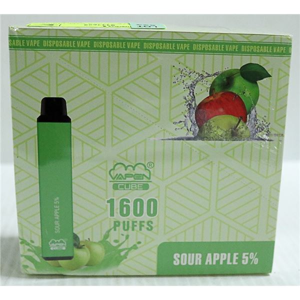 BOX W/10 1600 PUFFS VAPE CUBES SOUR APPLE