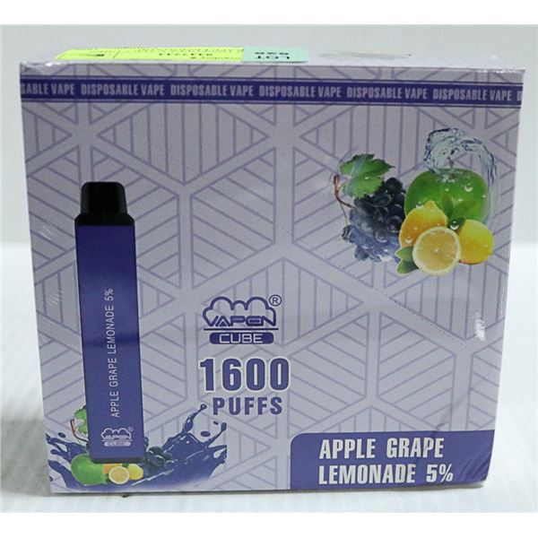 BOX W/10 1600PUFFS VAPE CUBES APPLE GRAPE LEMONADE