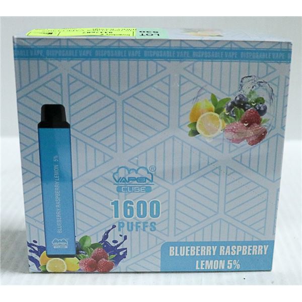 BOX W/10 1600 PUFFS VAPE CUBES BLUEBERRY RASPBERRY