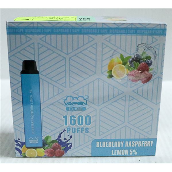 BOX W/10 1600 PUFFS VAPE CUBES BLUEBERRY RASPBERRY