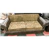 Image 1 : BROWN LEATHERETTE AND FABRIC COUCH AS IS 93"