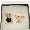 Image 1 : CAT & HEART SHAPED TEDDY BEAR RHINESTONE BROOCHES