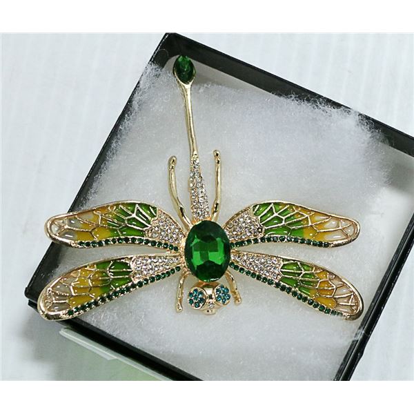 LARGE DRAGONFLY RHINESTONE BROOCH