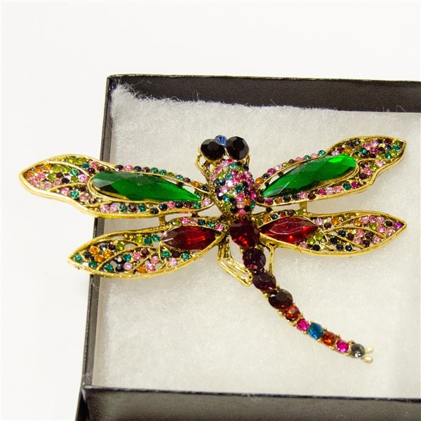 LARGE DRAGONFLY RHINESTONE BROOCH