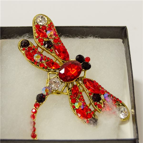 LARGE DRAGONFLY RHINESTONE BROOCH