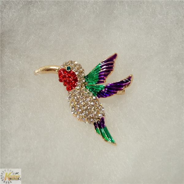HUMMINGBIRD RHINESTONE BROOCH