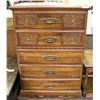Image 1 : WOOD 5 DRAWER DRESSER 50" TALL