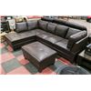Image 1 : NEW BROWN LEATHERETTE SECTIONAL WITH OTTOMAN