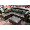 Image 2 : NEW BROWN LEATHERETTE SECTIONAL WITH OTTOMAN