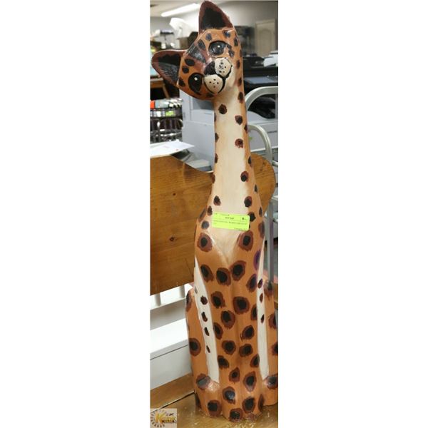 HAND PAINTING WOOD CARVED 30" CAT