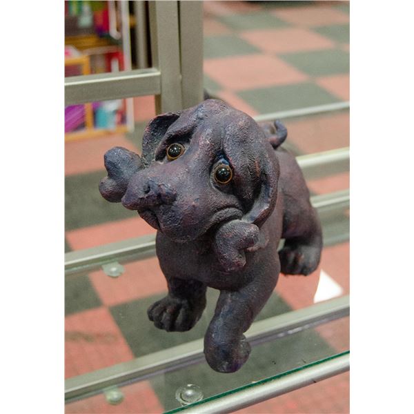 PUPPY WITH A BONE GARDEN FIGURE, 9 X 9