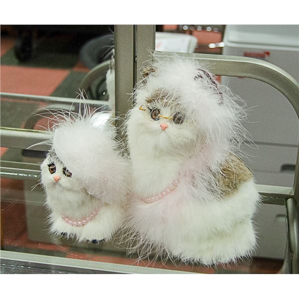 PAIR OF FURRY FANCY KITTY KAT FIGURES