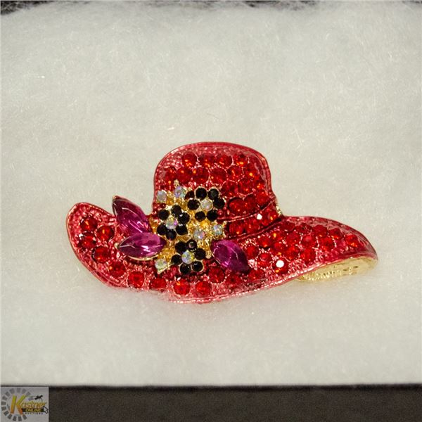 LADIES HAT RHINESTONE BROOCH