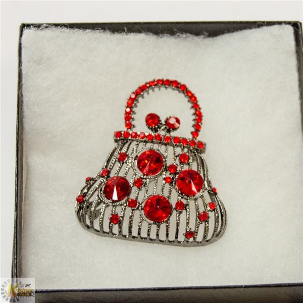 LADIES PURSE RHINESTONE BROOCH
