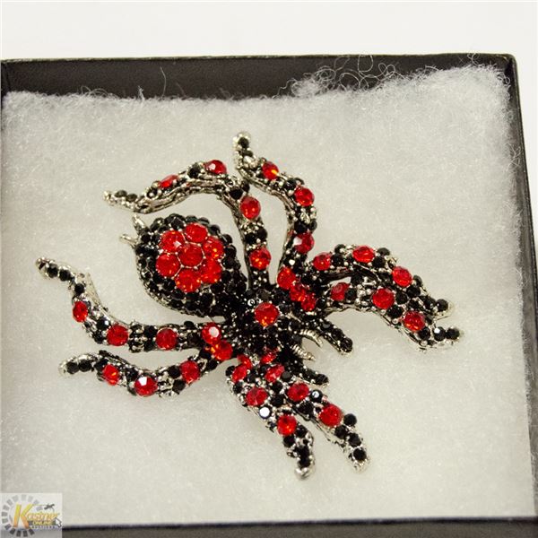 LARGE SPIDER RHINESTONE BROOCH