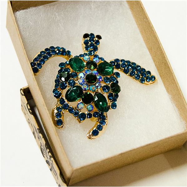 TURTLE RHINESTONE BROOCH