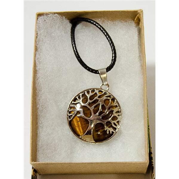TIGERS EYE IN TREE OF LIFE SHEATH NECKLACE