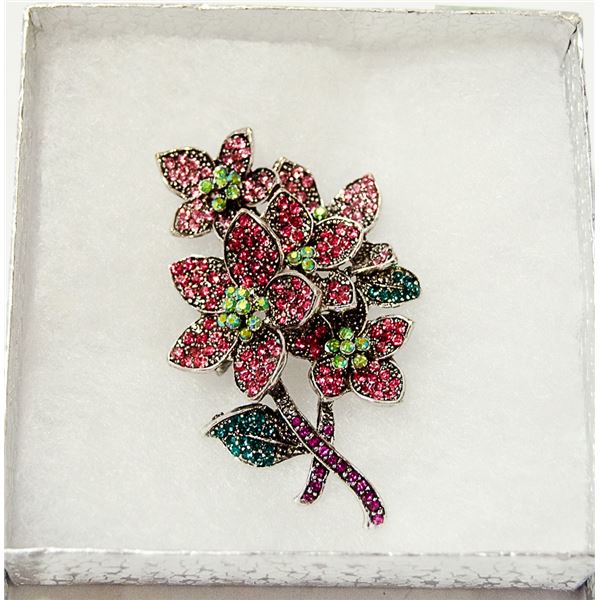 FLOWER BOUQUET RHINESTONE BROOCH