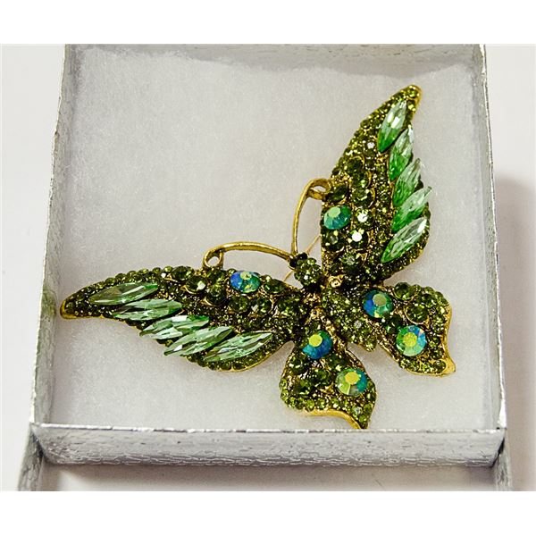 LARGE BUTTERFLY RHINESTONE BROOCH