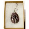 Image 1 : AMETHYST STONE TREE OF LIFE WRAPPED NECKLACE 925