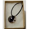 Image 1 : BLUE GOLD STONE WRAPPED IN MOON & STARS NECKLACE