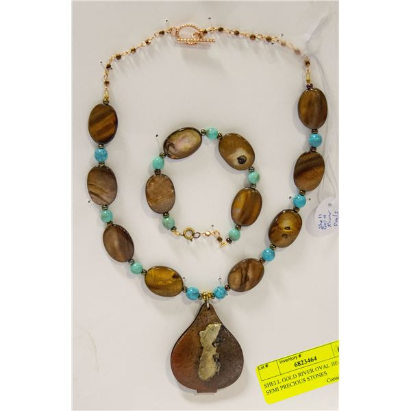 SHELL GOLD RIVER OVAL BEADS. SEMI PRECIOUS STONES