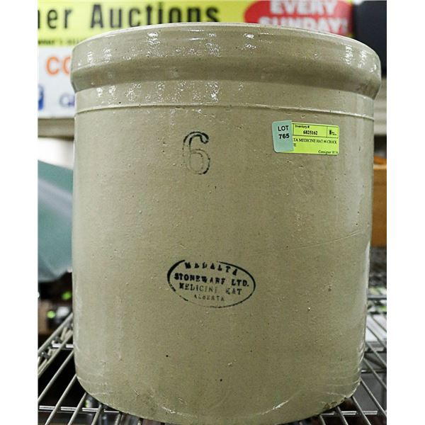 MEDALTA MEDICINE HAT #6 CROCK ANTIQUE