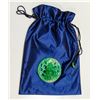 Image 1 : LUCKY BUDDHA IN BLUE SATIN BAG WITH JADE DISCS