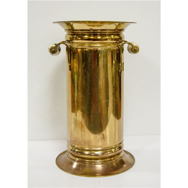 VINTAGE DUTCH DELFT & BRASS UMBRELLA CANE STAND