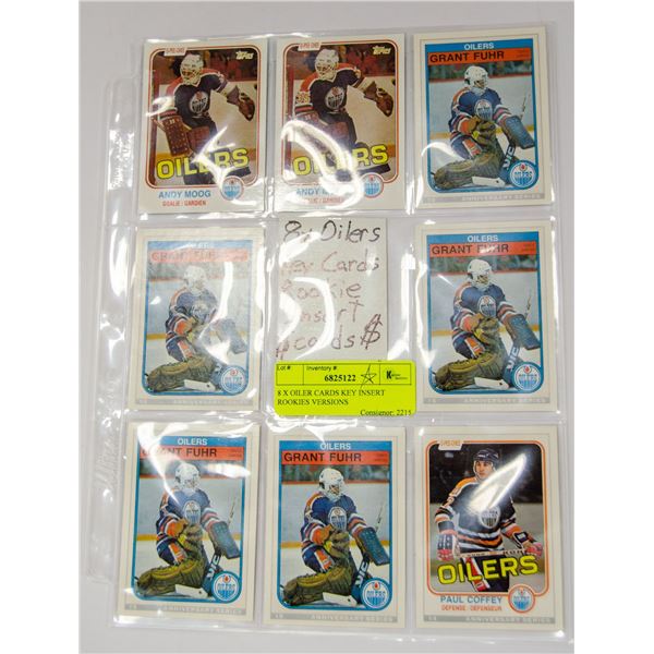 8 X OILER CARDS KEY INSERT ROOKIES VERSIONS