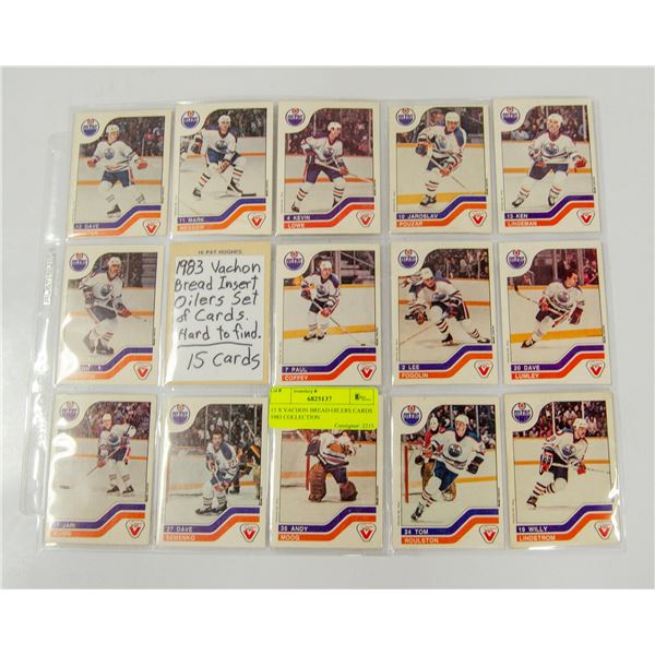 15 X VACHON BREAD OILERS CARDS 1983 COLLECTION