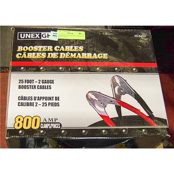 UNEX BOOSTER CABLES 2 GAUGE 25' FOOT LENGTH