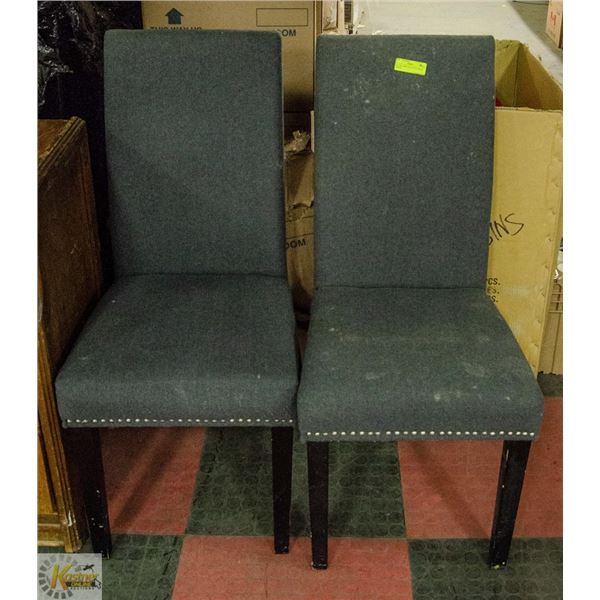LOT OF 2 GREY TALL BACK DINING CHAIRS