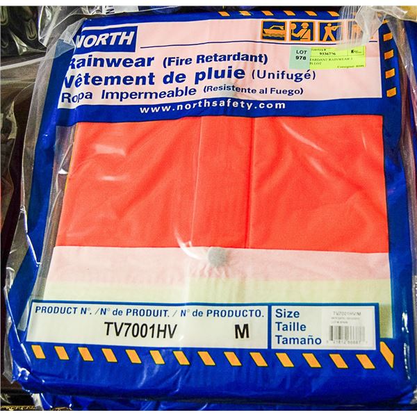 FIRE RETARDANT RAINWEAR 3 MEDIUMS LOT